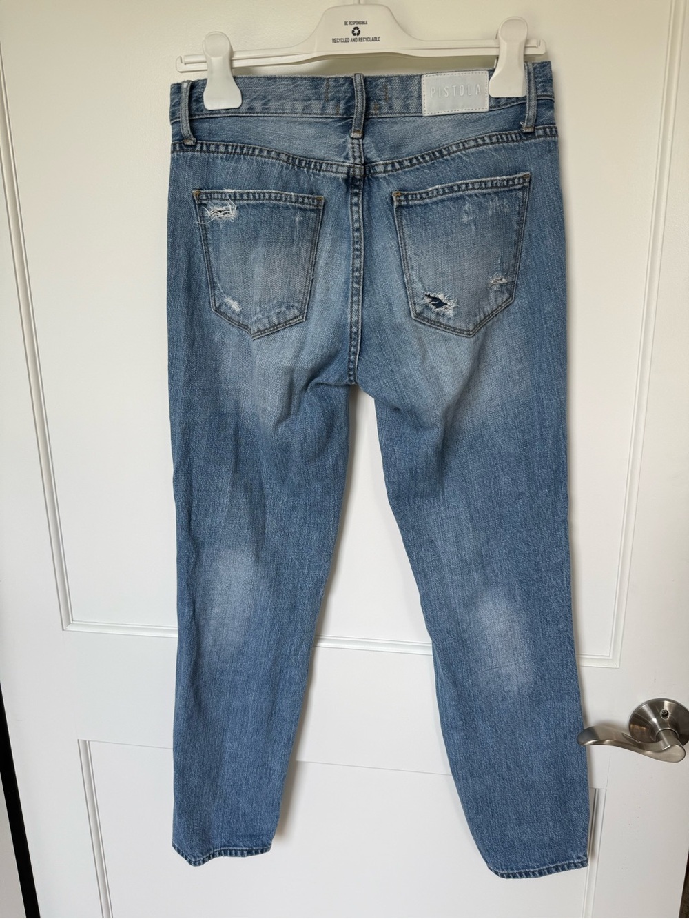 pistola light blue distressed boyfriend jeans - Picture 2 of 3